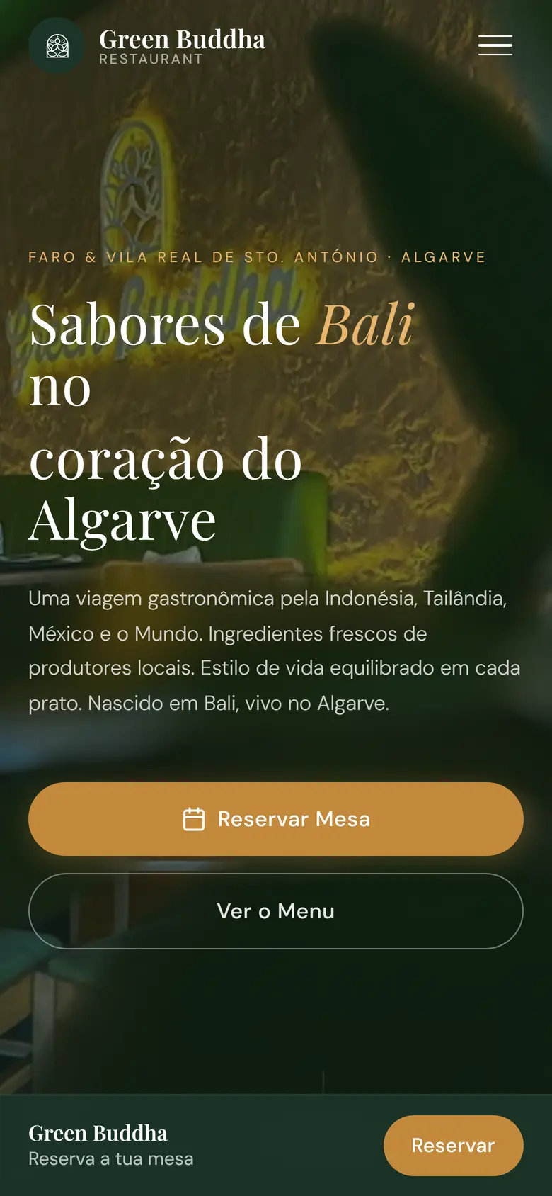 Site de Green Buddha num telemóvel